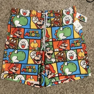 Super Mario Brothers Swim Trunks Size L (36-38) NEW EITH TAGS Bioworld - Picture 1 of 5