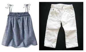 Baby Gap girl Porcelain white jean capri pants denim chambray tank top shirt 5 6 - Picture 1 of 1