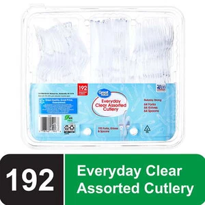 Plastic Everyday Clear Assorted Cutlery, 192 Count - Picture 1 of 6