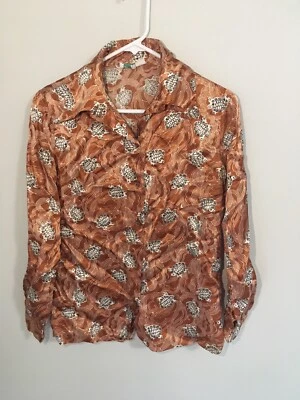 Vintage 1970s Womens Medium Acetate Brown W/ Turtles Majorette Brand - Image 1 of 4