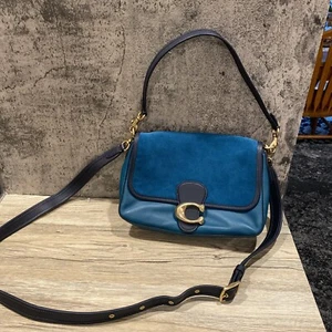 Coach Soft Tabby purse deep turquoise leather shoulder Bag Or Crossbody Strap - Picture 1 of 23