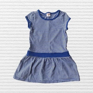 Gymboree Girls Drop Waist Play Dress Blue White Stripe Short Sleeve Size XS (4) - Picture 1 of 11