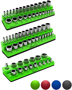 Olsa Tools Magnetic Socket Organizer | 3 Piece Socket Holder Kit | 1/2-Inch, 3/8