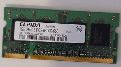 Memoria RAM SO-DIMM ELPIDA 1Gb 2Rx16 PC2 6400S 666 usata testata funzionante - Immagine 1 di 2