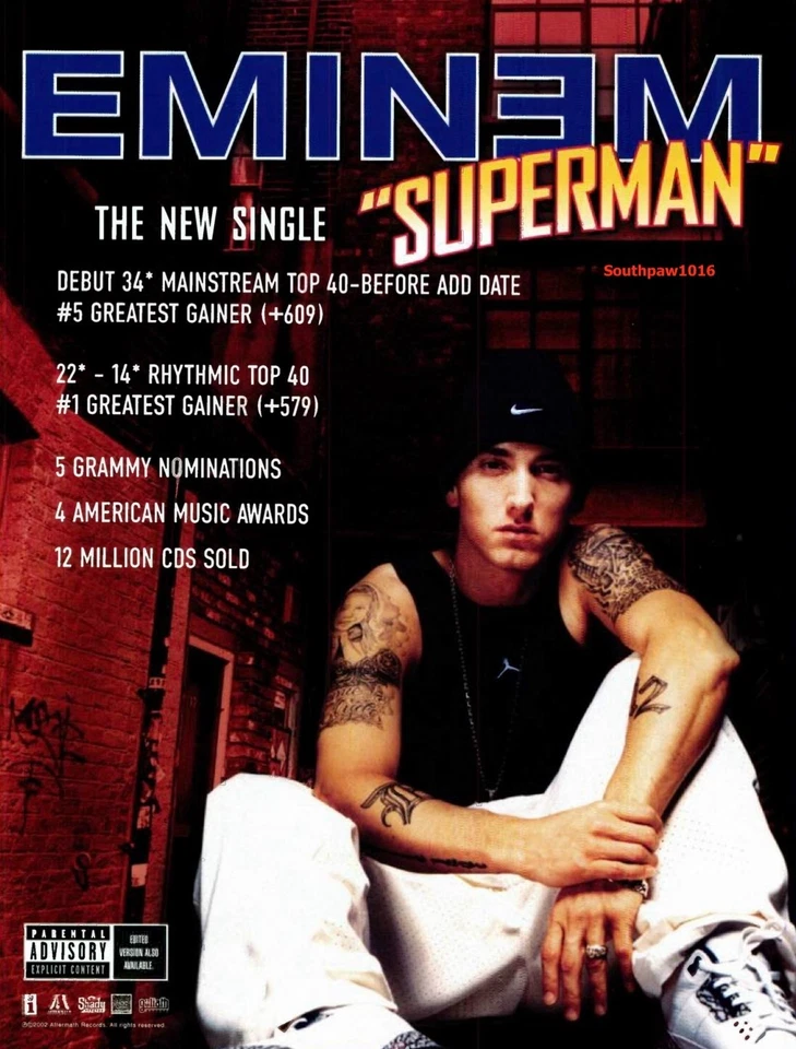2002 Eminem 'Superman' Record Release Music Industry Promo Reprint Ad - Image 1 of 1