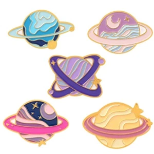 Pack of 5 Colorful Brooch Multifuntional Accessory Beautiful Planet Brooch Pin - Picture 1 of 8