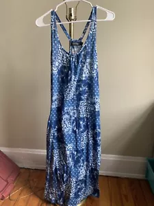 Ralph Lauren Black Label Midi Dress Medium Blue Floral Embroidered Coastal Boho - Picture 1 of 6