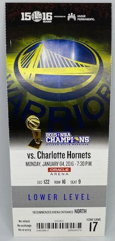 2015-16 Golden State Warriors MINT FULL SEASON TICKET Win #32 73 Win Season RARE Cover