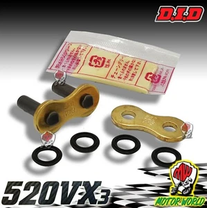 FALSA MAGLIA DI GIUNZIONE CHIUSURA UNIVERSALE CATENA 520 VX3 VX2 DID O-RING ORO - Foto 1 di 1