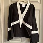 Vntage Finley Black White Tulip Sleeve Top Size Large Very Flattering