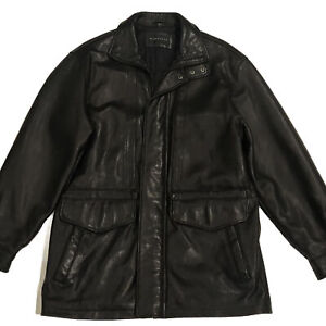 VTG Baracuta Soft 100% GENUINE Leather Full Zip Snap Button Jacket Coat Men’s M