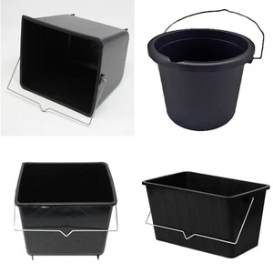 Black Plastic Paint Scuttle w/ Metal Handle Paint Bucket Tubs Ribbed Container - Picture 1 of 11