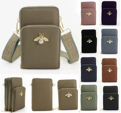 A2ZUKFASHION Damen Biene Umhängetasche Handy Mini Etui Canvas Schulter Handtasche kleines Etui