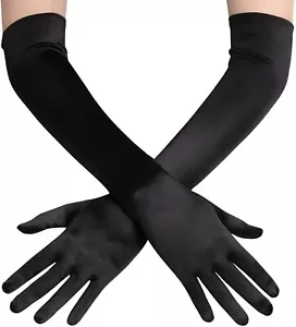 Audrey Styled Replica Elbow Long Satin Opera Gloves for Women Christmas Costume - Picture 1 of 31
