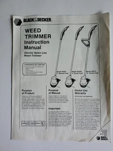 1985 Black & Decker Weed Trimmer Instruction Manual - Picture 1 of 2