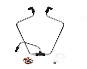 Old-Stf Shovelhead 66-84 rocker box Split Oil Lines Shovel - Stainless & Black - Bild 1 von 5