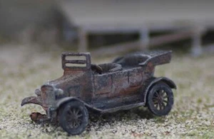 N Scale 1920s Era Model Touring Car Derelict Comes RUSTED for you 1/160 scale - Picture 1 of 1