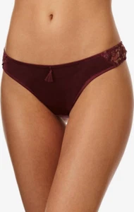 Tanga Masquerade Persia Damson Borgoña Reino Unido 18 Elástico Satén y Encaje Bragas Panty - Imagen 1 de 2