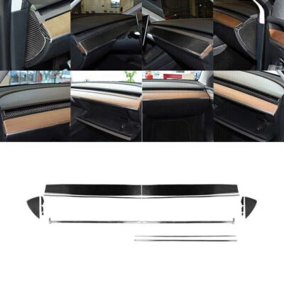 For Tesla Model Y/3 2017-2022 Carbon Fiber Interior Dashboard Kit Cover Trim 16* Foto 1 de 4