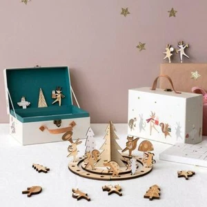 CHRISTMAS Luxury Wooden Marching Band Woodland Animals Advent Calendar Suitcase - Picture 1 of 9