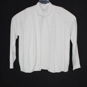 Vintage goodclothes Cardigan Set White Women Sze XL Sweater Duet Granny Core - Picture 1 of 15