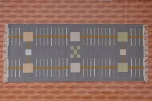 Afghan Kilim Gray Wool Kilim Living Room Kilim Flat Weave rug 2.6x6 Decor - Picture 1 of 6