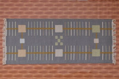 Alfombra Afghan Kilim Gris Lana Kilim Sala Kilim Tejido Plano 2.6x6 Decoración Foto 1 de 4