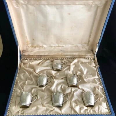 Antique Cups Sterling Silver 800 Signed Ntive Box Germany Gilding Collectible Foto 1 de 4
