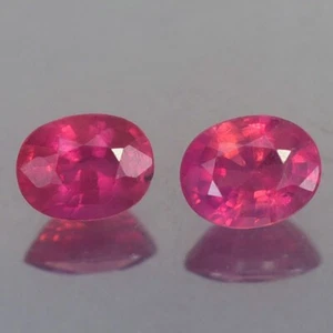 0.72CT SENSATIONAL AA PAIR UNHEATED OVAL PINKISH RED RUBY NATURAL - Picture 1 of 3