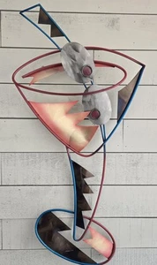 Vtg 90's Y2K Post Modern Curtis Jere Dirty Martini Pop Art Metal Wall Sculpture - Picture 1 of 8