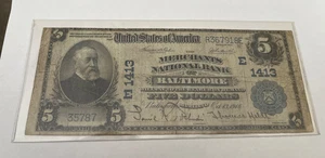 baltimore maryland, Merchants National bank , $5 , 1902 PB . Scarce ! - Picture 1 of 4