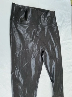 Fabletics High Rise Leggings M Shiny Black Fog Foil Faux Leather M - Image 1 of 4