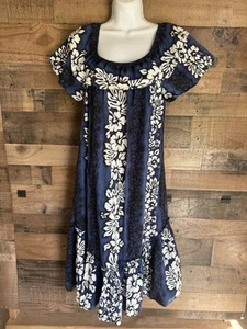 Vintage Royal Creations Hawaiian Dress Large Blue Floral  Muumuu - Picture 1 of 6