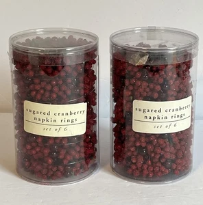 NUEVO Anillos de servilleta Pier 1 de arándano azucarado 12 cuentas rojas totales y verde festivo - Imagen 1 de 11