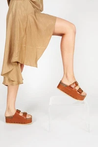 Sandalia plataforma cuero Cooper-2 intencionalmente en blanco Free People x talla 39 - Imagen 1 de 9