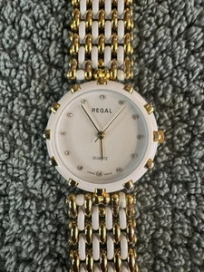 Regal Womens Watch White and Gold Tone White Dial New Battery - Picture 1 of 5