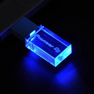 Pioneer DJ LED Crystal USB 2.0 Flash Drive 16GB Blue Memory Stick - Image 1 of 3