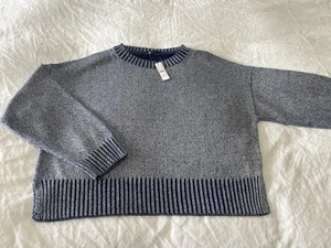 J. Crew | Women’s XXL | Blue Boxy Cotton Linen Knit Long Sleeve Crew Sweater NWT - Picture 1 of 8