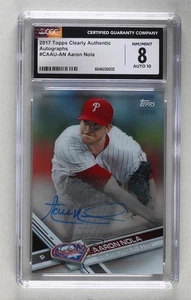 2017 Topps Clearly Authentic Auto Aaron Nola #CAAU-AN CGC 8 Auto - Picture 1 of 3