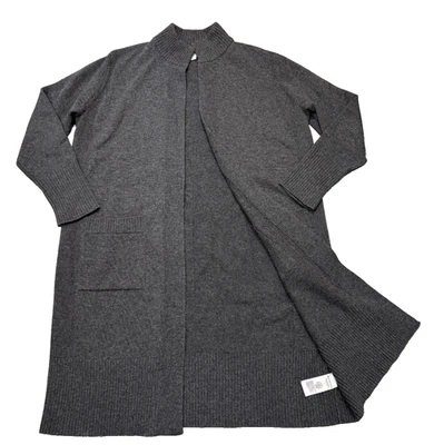 Cárdigan largo gris cachemir y lana merino extra fina Athleta para mujer bolsillos Foto 1 de 4