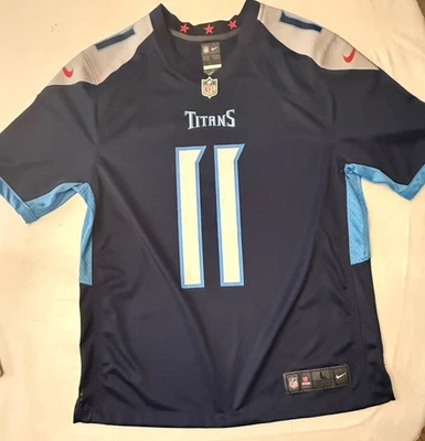 Camiseta deportiva para hombre Tennessee Titans AJ marrón #11 NFL Nike On Field azul marino grande Foto 1 de 4