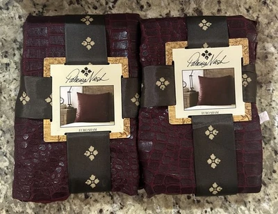 JUEGO DE 2 Patricia Nash imitación cocodrilo ciruela euro farsa 26" x 26" ~ Nuevo con etiquetas Foto 1 de 4