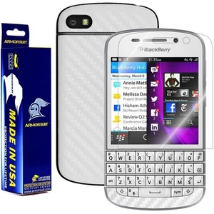 ArmorSuit BlackBerry Q10 Screen Protector + White Carbon Fiber Skin Made in USA - Picture 1 of 6