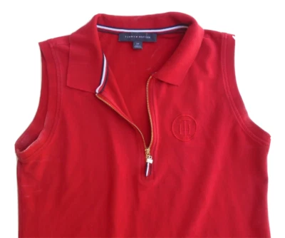 Tommy Hilfiger 1/4 Zip Sleeveless Polo Golf Shirt Women's Size S/P Red - Image 1 of 4
