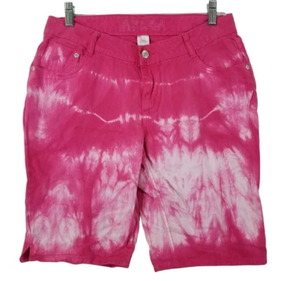 Pantalones Cortos de Jean Total Girl 16.5 Plus Rosa Tie Dye 100% Algodón Diseño de 5 Bolsillos Denim Foto 1 de 4