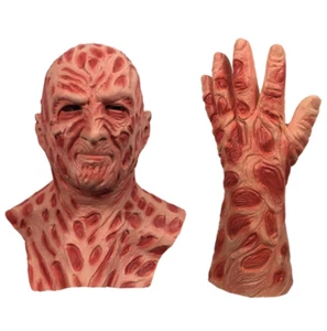 New Freddy Krueger Mask+Gloves Horror Halloween Props Adult Bloody Latex Costume - Picture 1 of 9