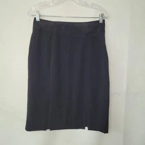 White House Black Market Skirt Womens 6 Black Double Slit Lace Back New - Picture 1 of 12