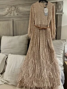 NWT Antonio Melani x Nicola Bathie Sequin Feathered Dress SIZE 0- $349 - Picture 1 of 4