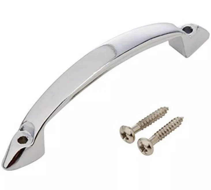 METAL CHROME PULL HANDLE 4” Small Bow D Wardrobe Cabinet Cupboard Drawer - Image 1 of 1