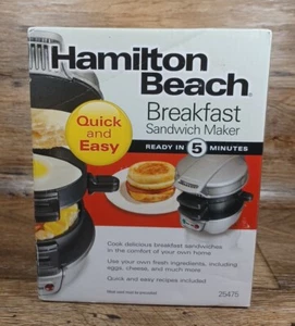 HAMILTON BEACH 25475 Breakfast Sandwich Maker - Silver New - Picture 1 of 6